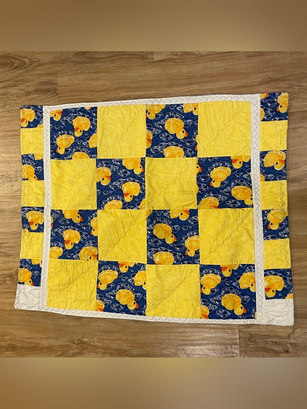 Handmade Baby Quilt Rubber Duck Yellow Quilts For Kids Blanket 25" x 32”